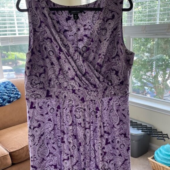 Lands’ End Classic Fit and Flare Dress – Purple Paisly – size XL - Picture 1 of 8